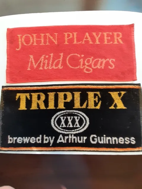 2 Pub Bar Towels.  John Player Cigars & Triple X By Guinness + 16 Bar Coasters.