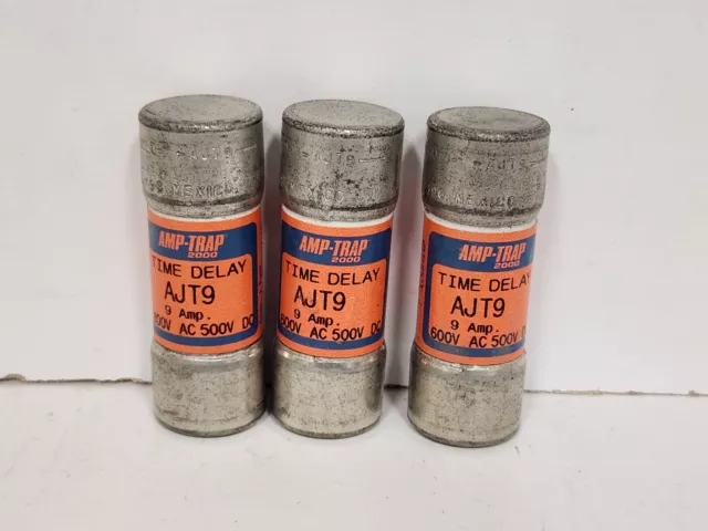 Lot Of (3) Guaranteed! Gould Shawmut Class J Amp-Trap  9A 600V Fuse Ajt9