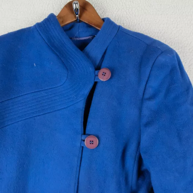 Vintage London Fog Overcoat Womens 10 Petite Blue Button Up Wool Heavyweight 80s 2