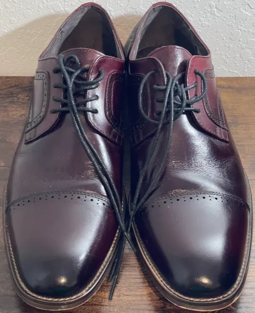 STACY ADAMS “Dickinson” Burgundy Mens Leather Dress Oxford Shoes Size 10 Medium