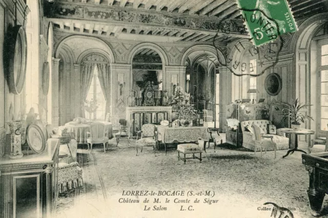 Carte LORREZ LE BOCAGE Château de M le Comte de Ségur Le Salon