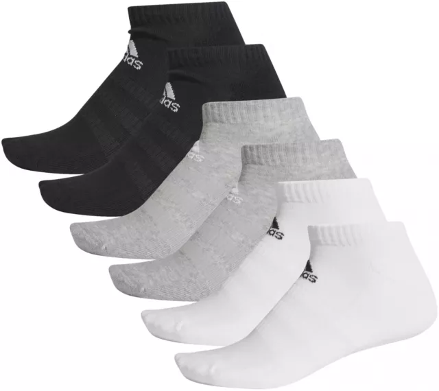 Adidas  Low-Cut Socks Heel-To-Toe Cushioning 6 Pairs Black/Grey/White Dz9380