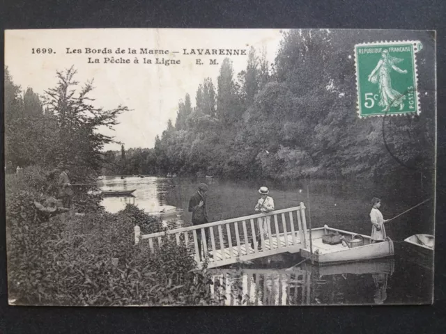 cpa Les Bords de la Marne La VARENNE St HILAIRE La Pêche à la Ligne Fish Angling