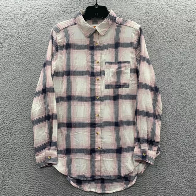 C&C California Shirt Womens Medium Button Up Blouse Top Plaid Long Sleeve