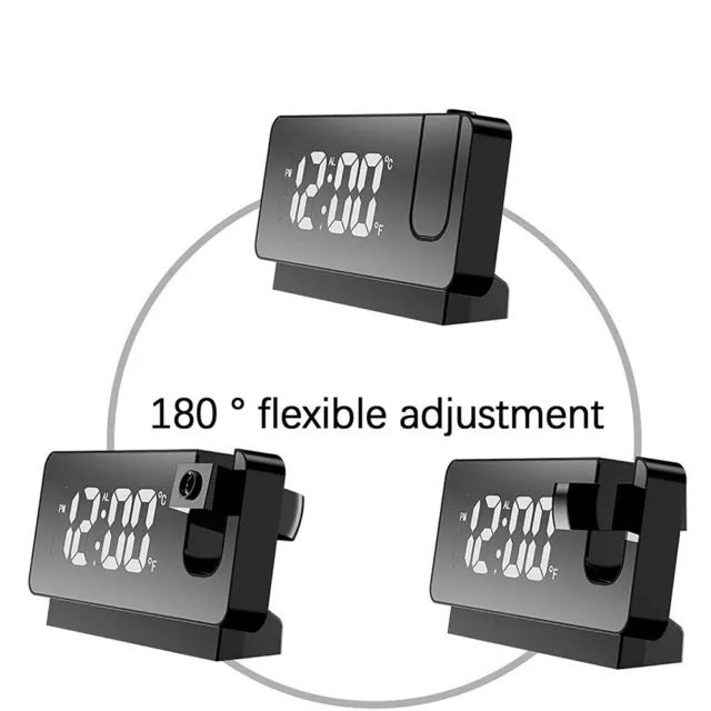 Portable Projection Alarm Clock USB Powered Bedside Clock Sleeping Clocks Black 3