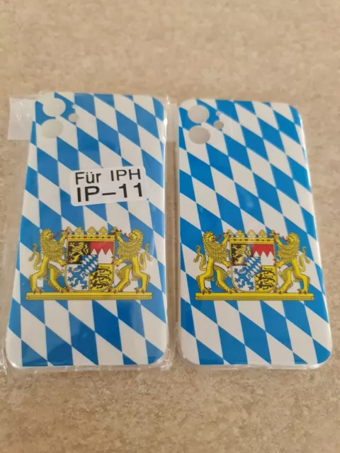 Apple iPhone11- Silikon Hülle Bayerische Fahne mit Wappen weiss-blau Bayern