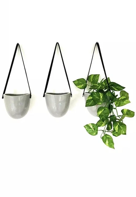 Mkono Ceramic Hanging Planter Succulent Air Plant Flower Pot Wall Decor,Set of 3