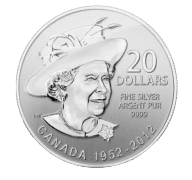 2012 $20 Fine Silver Coin - Diamond Jubilee - Royal Canadian Mint $20 For $20