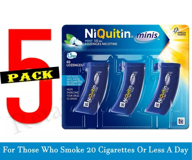 NiQuitin Minis Mint 1.5mg Lozenges SUPER SAVER OF PACK 5 Expiry 07/2025