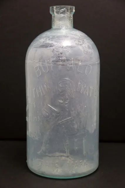 Antique Embossed Glass Bottle Buffalo Lithia Water