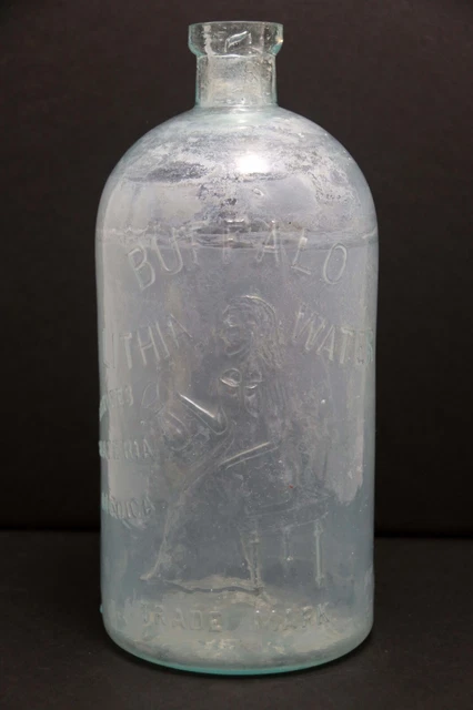 Antique Embossed Glass Bottle Buffalo Lithia Water