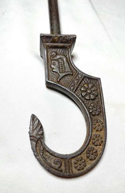HUGE antique eastlake art deco cast iron Egyptian ceiling hook hanger hardware