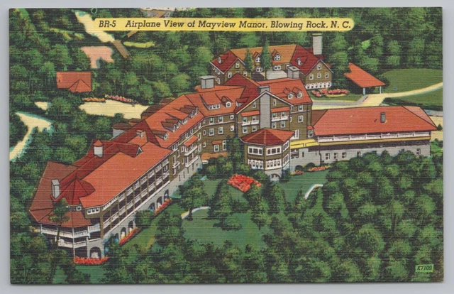 Blowing Rock North Carolina~Mayview Manor Aerial View~Linen Vintage Postcard