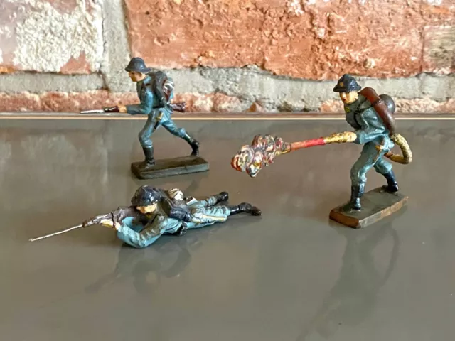 LINEOL Export Franzose 3 x Soldaten Masse Spielzeug Militär Toy Figur - B