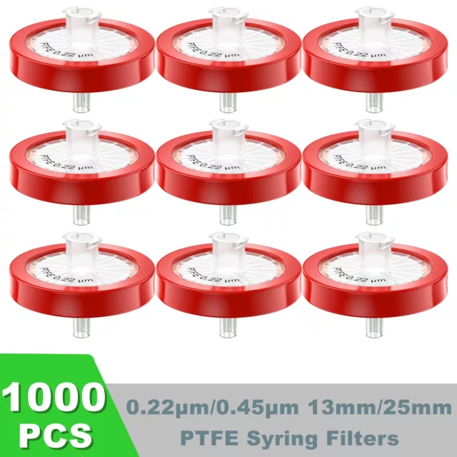 1000pcs PTFE Membrane Syringe Lab Filter 0.22 um 13mm Hydrophilic Hydrophobic GC