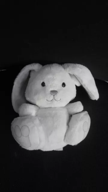 doudou peluche lapin blanc gris GIPSY 15cm