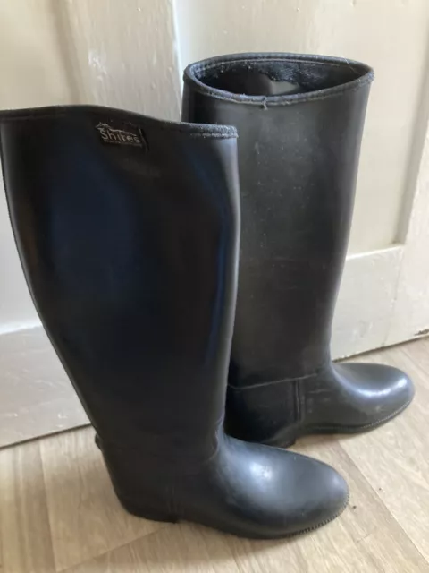 SHIRES BLACK LONG Rubber Equestrian Horse Riding Boots Size 38 ...