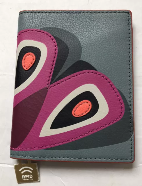 NWT Fossil RFID Passport Case / Wallet Leather NWT Bifold Travel In Multi Color