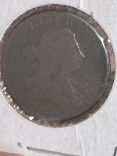 1805 Draped Bust Half Cent, Fine Large 5 With Stems