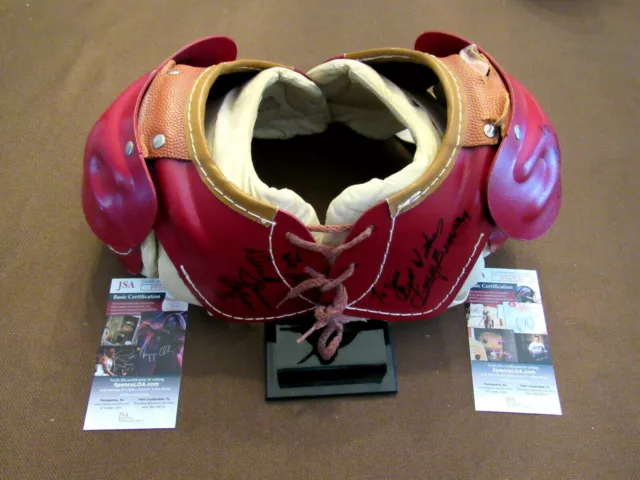 Jim Langer Larry Brown Dick Bass Hof Signed Auto Vtg Rawlings Shoulder Pads Jsa