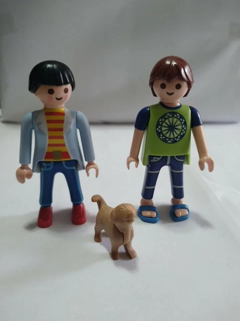 PLAYMOBIL COPPIA OMINI con cane casa come nuovi geobra art.1555