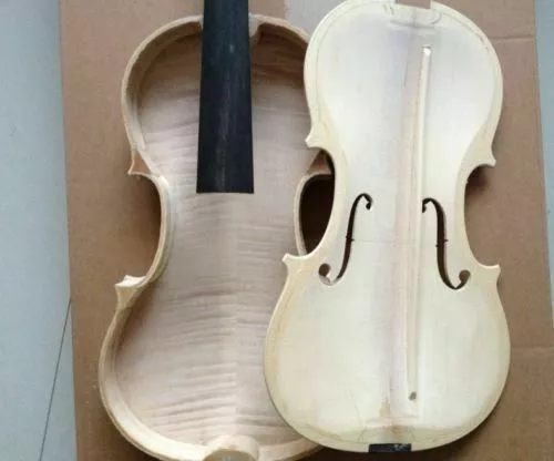 Hand carved unfinished 4/4 Violin( flamed maple back /side /spruce top unglue )