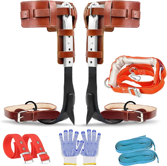 Tree Climbing Spikes Stainless-Steel with Harness Belt, Upgraded Leather Tree Cl