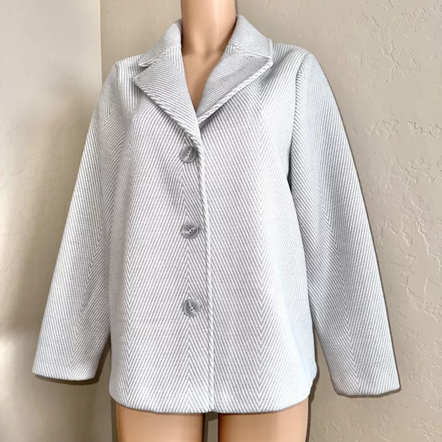 Joie NWT $248 Women’s M Grey Chevron Casual Wool Blend Button Up Coat Minimalist