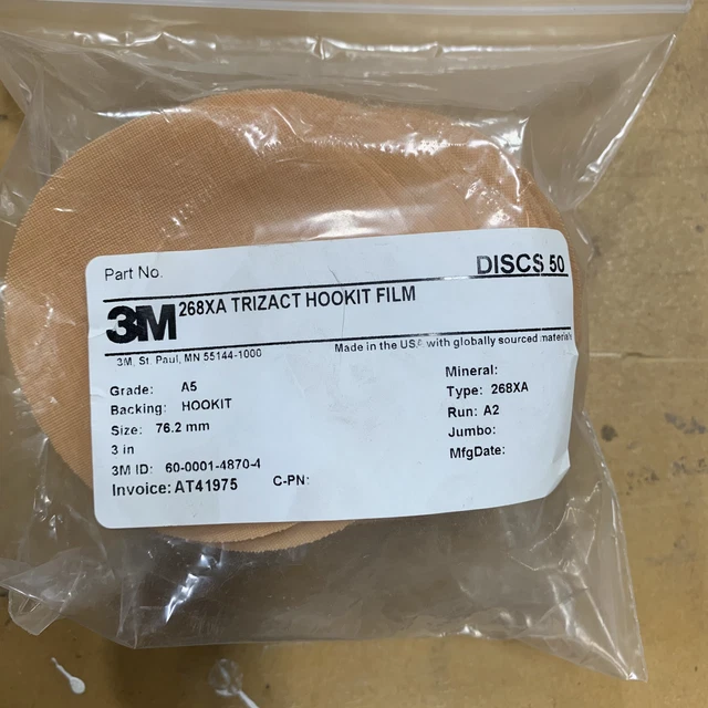 3M 268XA TRIZACT HOOKIT FILM 3" Grade: A5MIC 200 discs