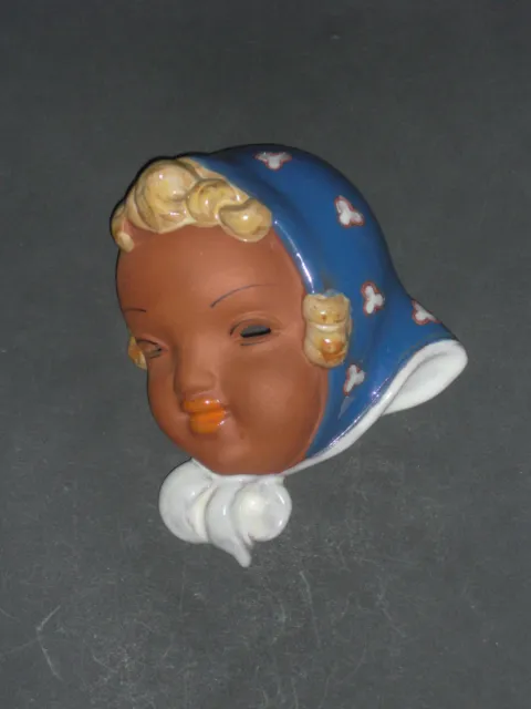 Dekorative 40-50er Jahre Keramik-Wandmaske-Mädchen mit Kopftuch-Top-Zustand !
