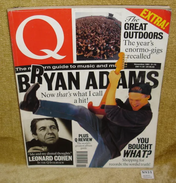 Vintage Q Magazine - Issue 62 - November 1991 - Bryan Adams Leonard Cohen Cover