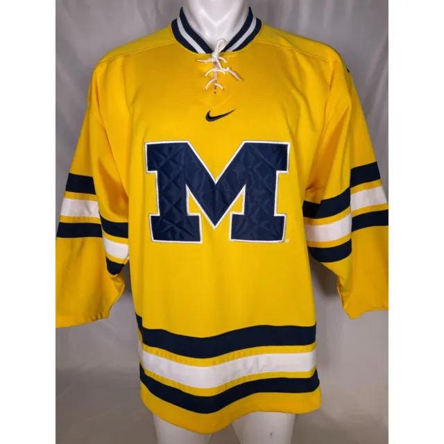 VTG University of Michigan Wolverines NIKE Hockey Jersey Gold Men's MEDIUM