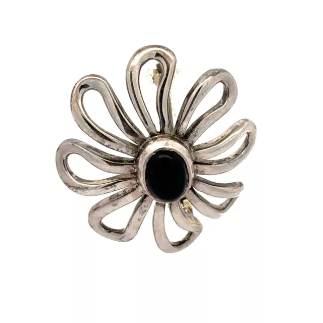 Tiffany & Co. Paloma Picasso Flor Margarita Plata Esterlina Negro Ónice Broche