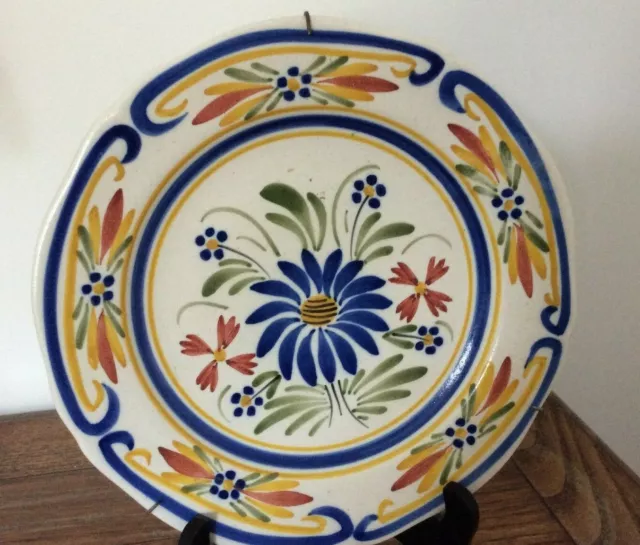 ASSIETTE ancienne  EN FAIENCE - MOTIF FLEURI - KERALUC - QUIMPER - 24 cm