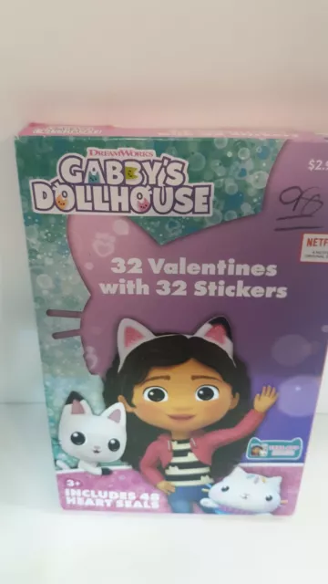 Valentines Day Cards Box of 32 Dreamworks Gabby's Dollhouse with Stickers