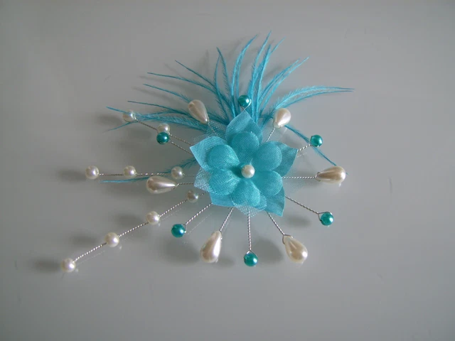 Boucles D'oreilles Turquoise/gris - Perles Pour Mariage/soirée - Neuf Avec étiquettes