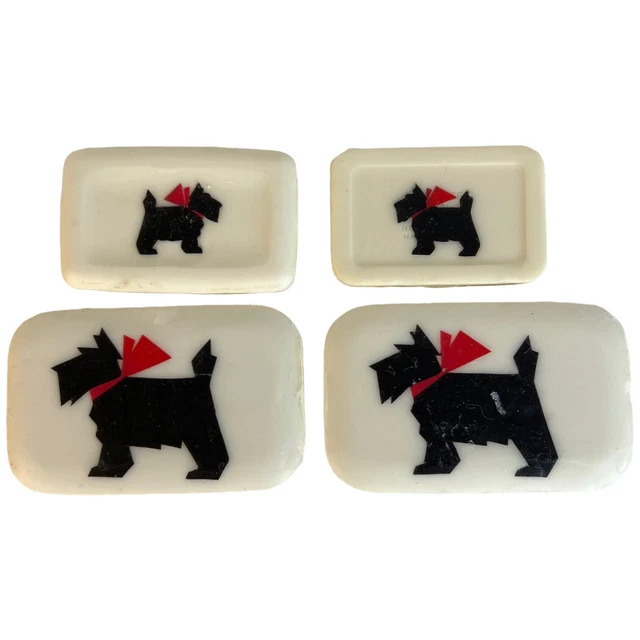 4 jabones vintage rojos con posada de techo negro escocés bar de baño publicidad decorativa