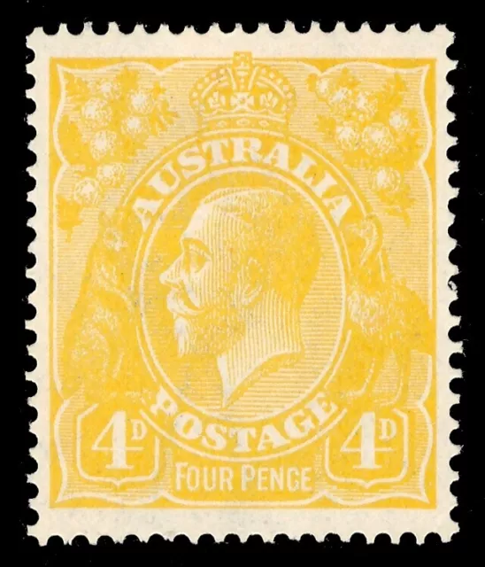 Australia 1914 KGV 4d lemon-yellow Watermark Type 5 MLH. SG 22b. Sc 31a.