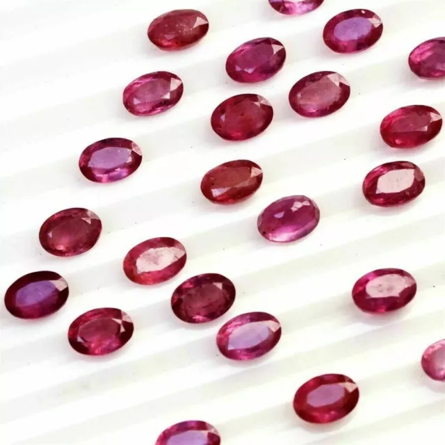 Großhandelslos 7x5mm Oval Facette Natürlicher Rosa Rubin Loser Kalibrierter...