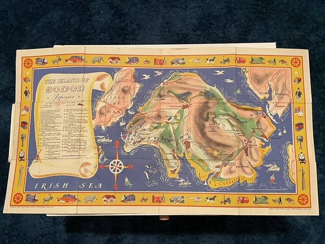 THOMAS THE TANK Engine Railway Map Island Of Sodor-Rev W Awdry-Edmund ...