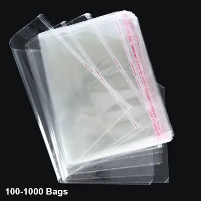 100-1000 Resealable Clear Cellophane Bags Self Seal Plastic Cello OPP Poly Bag