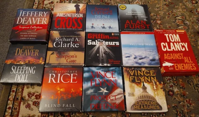 Lot of 14~Audio Books CDs~Mystery~Suspense~Action+ Clancy~Flynn~Deaver~Griffin+