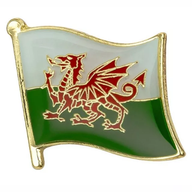 Wales flag badge Welsh lapel pin Cymru Red Dragon quality 3D gold plated alloy