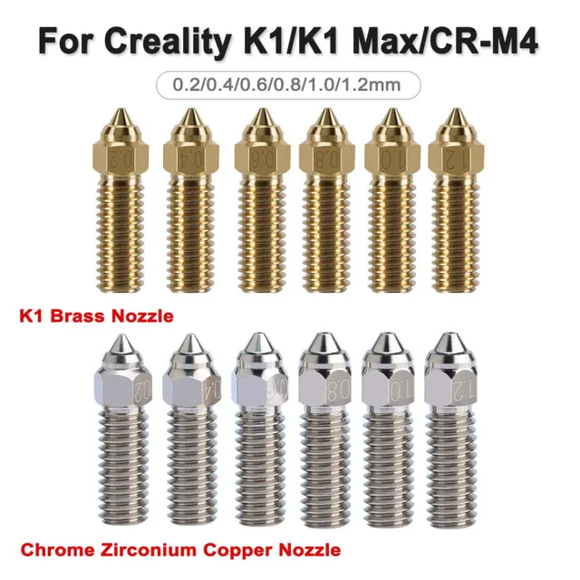 High Flow Brass Extruder Nozzle 0.2-1.2mm/1.75 For Creality K1/K1 Max 3D Printer