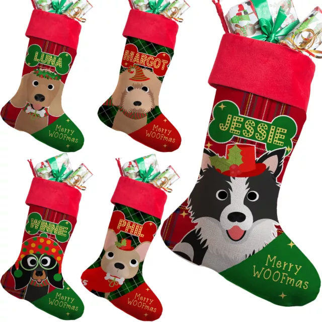Personalised DOG Christmas Stocking Pet Xmas Puppy Treat Toy Bag