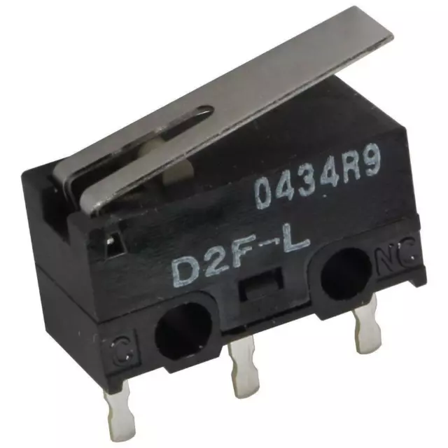 2 OMRON D2F-L Mikroschalter 125V AC 3A 1xUM 1,47N Hebel 12,6x6,5x5,8mm 855627