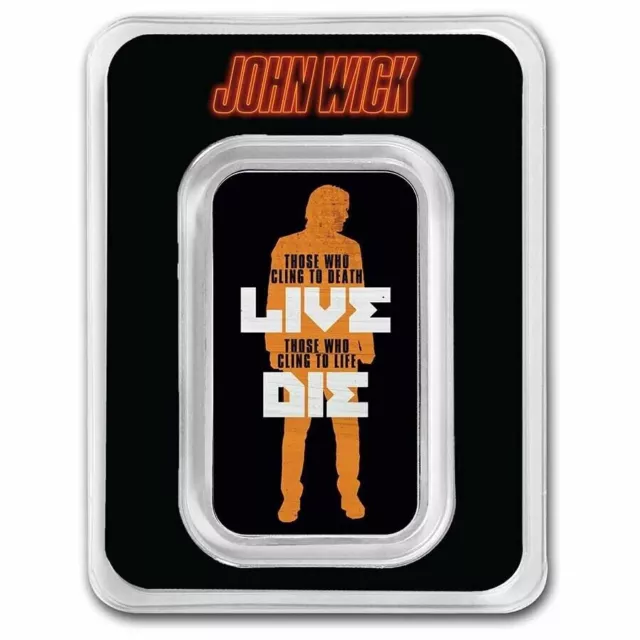 2023 John Wick Silhouette Bar Live Die 1 oz .999 Silver Bar Colorized in TEP