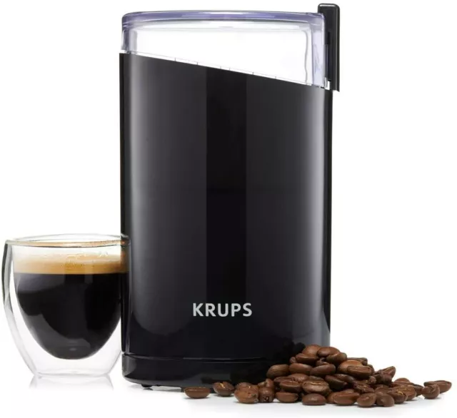 Krups 2in1 Kaffeemühle + Gewürzmühle Mahlgrad variabel Hochglanz Schwarz F20342