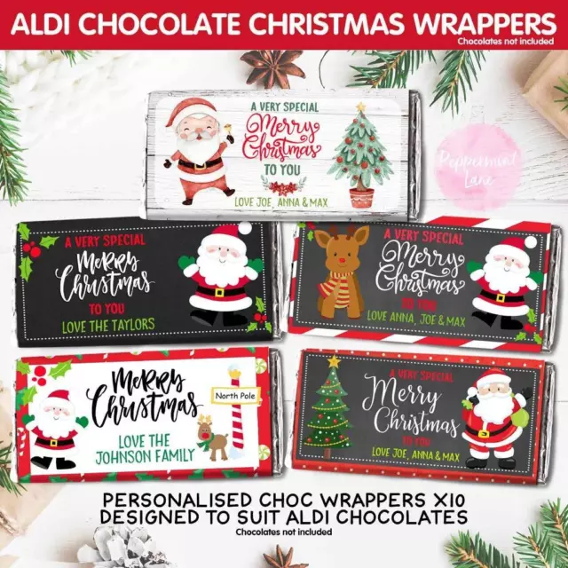 DIGITAL Christmas Xmas personalised CHOC WRAPPER ALDI PARTY FAVOUR Teachers Gift