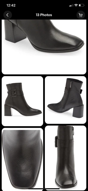 New Paul Green Block Heel Belted Black Leather Nirvana Ankle Boot Booties 6.5, 9